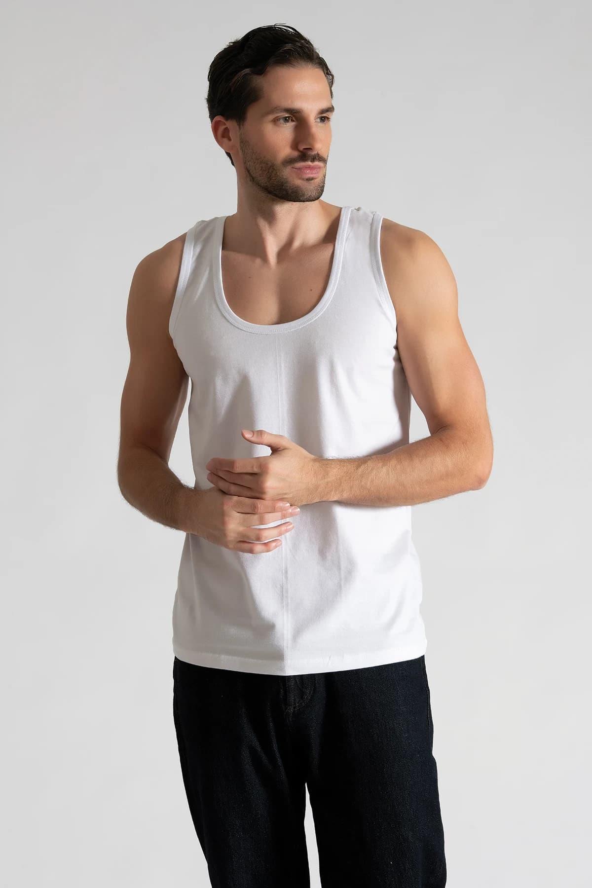 Tutku Elit 3'lü Paket Klasik Penye Erkek Askılı Atlet  1001 Beyaz