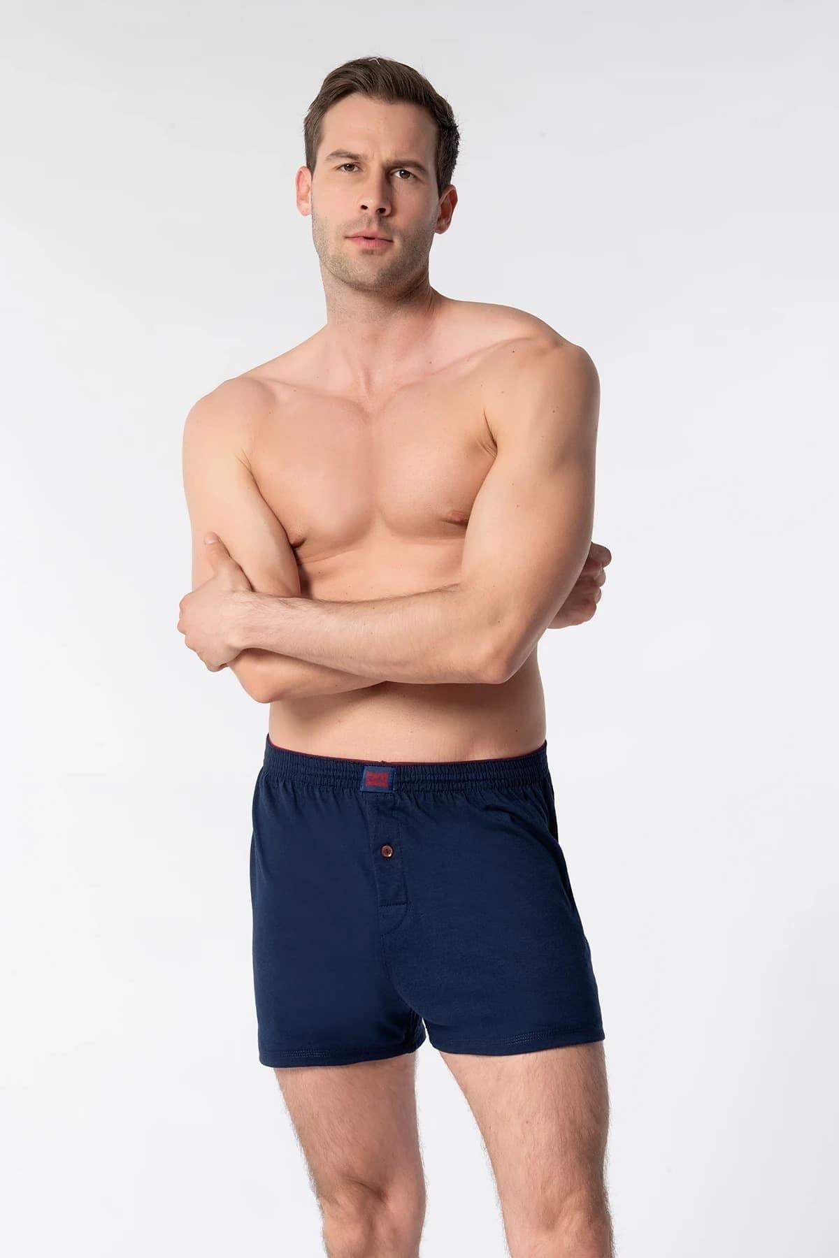 Tutku Erkek Penye Düğmeli Boxer 6'lı Paket  Pamuklu Rahat Kesim 0117