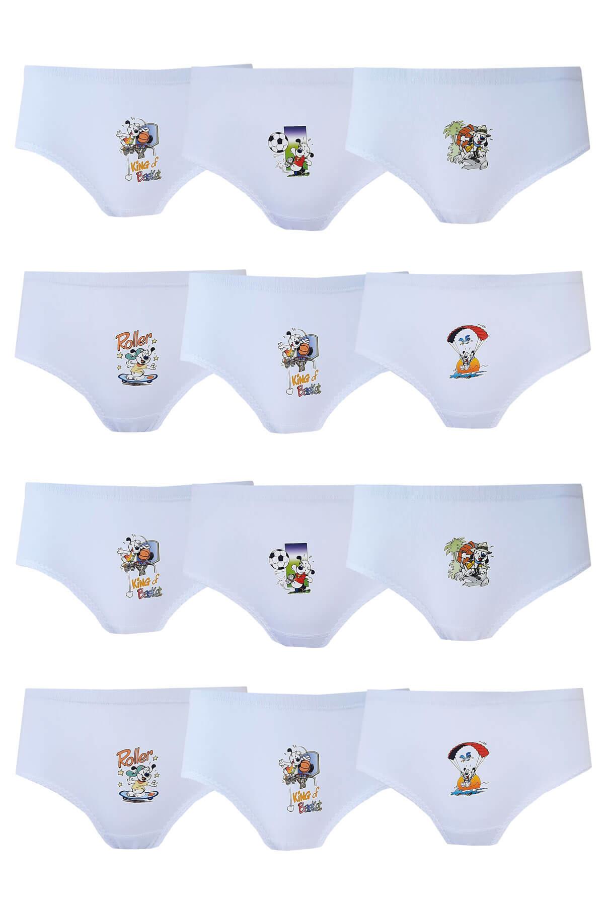 Tutku İç Giyim 12li Kız Çocuk Baskılı Bato Pamuklu Slip Külot
