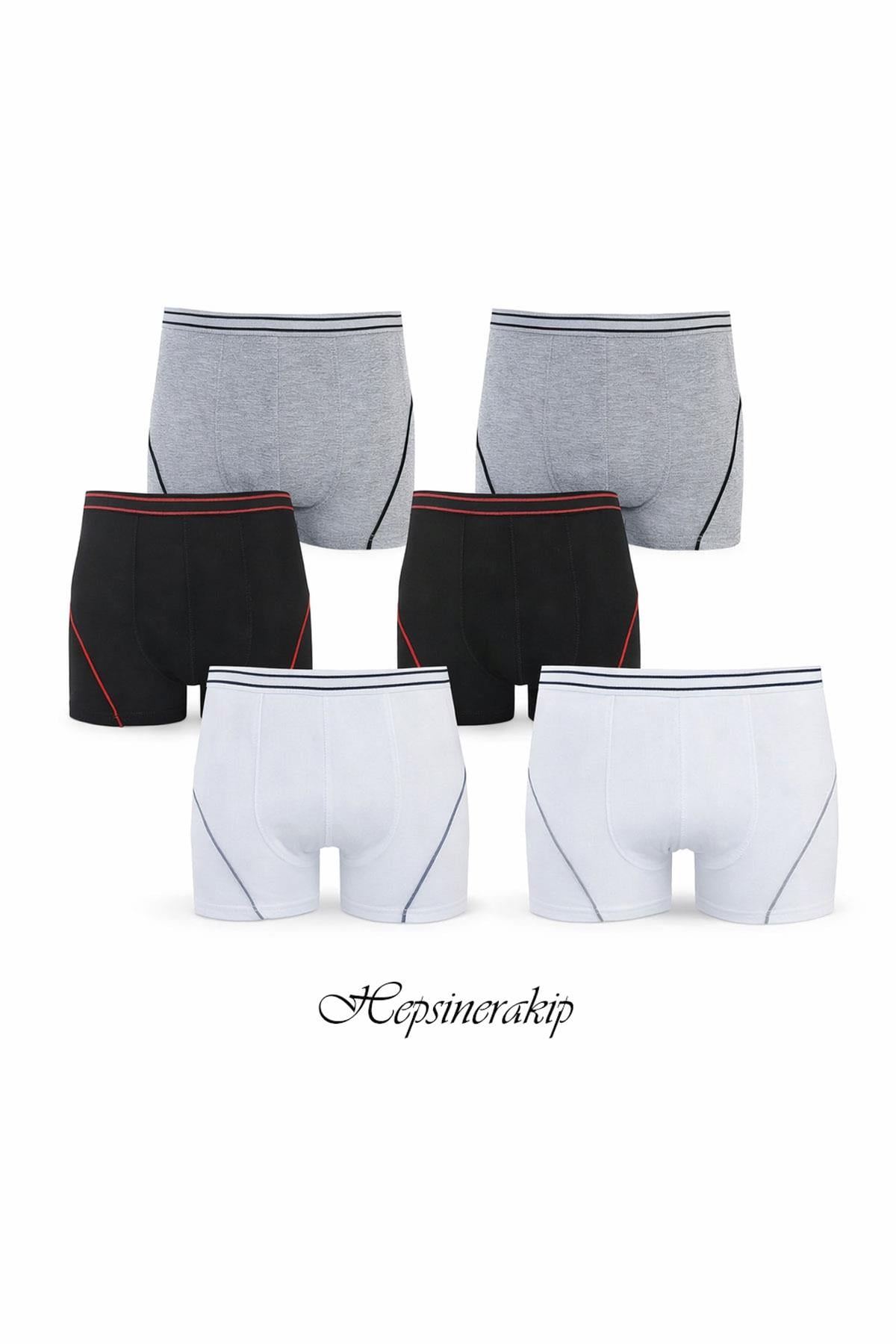 Tutku İç Giyim 6lı Erkek Çocuk Likralı Pamuklu Boxer İç Çamaşır