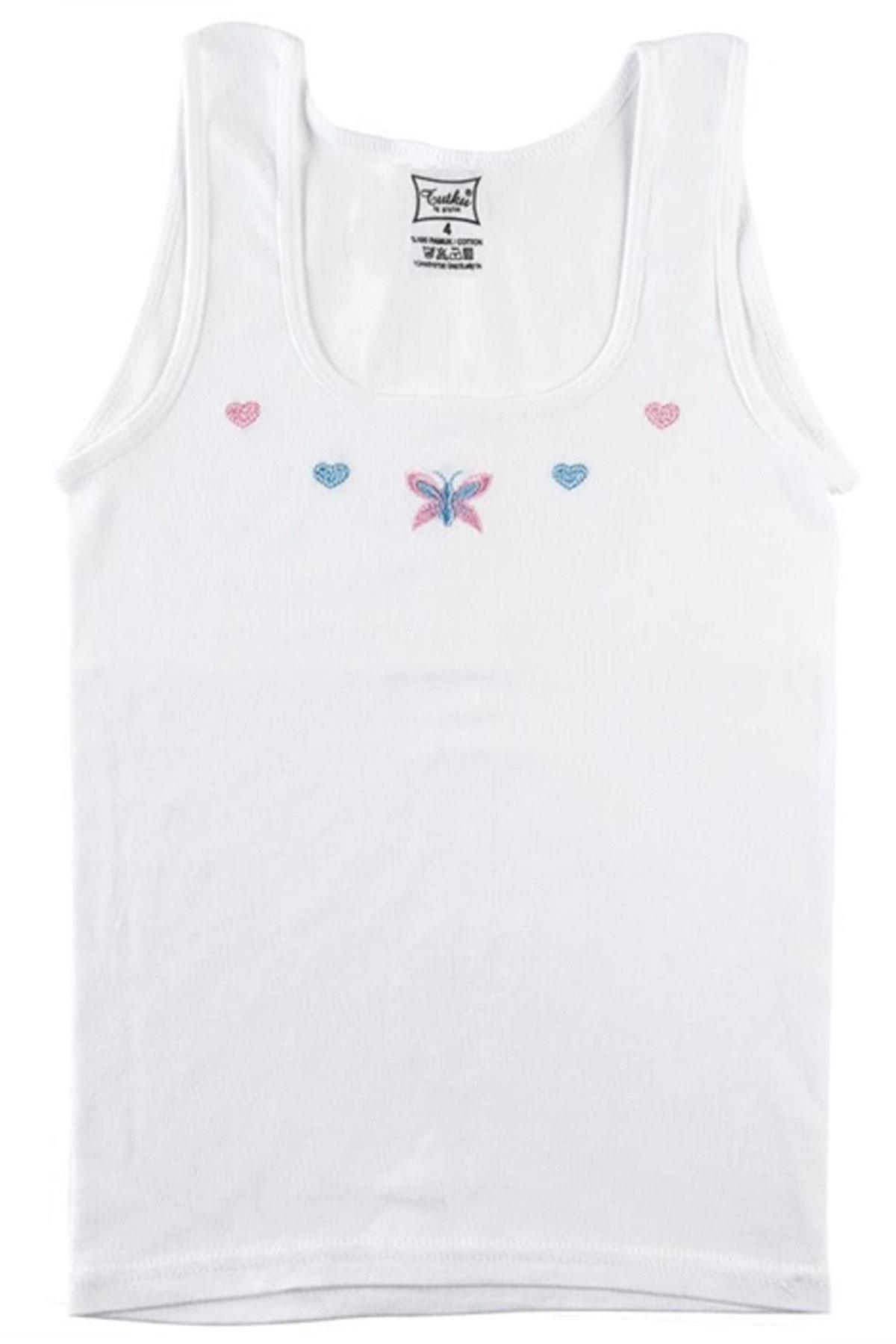 Tutku İç Giyim Geniş Askılı İşlemeli Kız Çocuk Atlet 3 Lü Paket