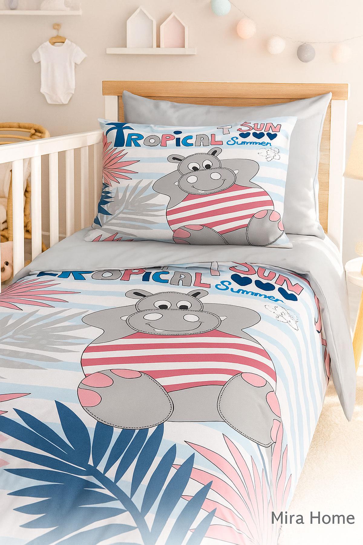 Yenidoğan Erkek Bebek Nevresim Takımı 3D Pamuklu Tropical Summer