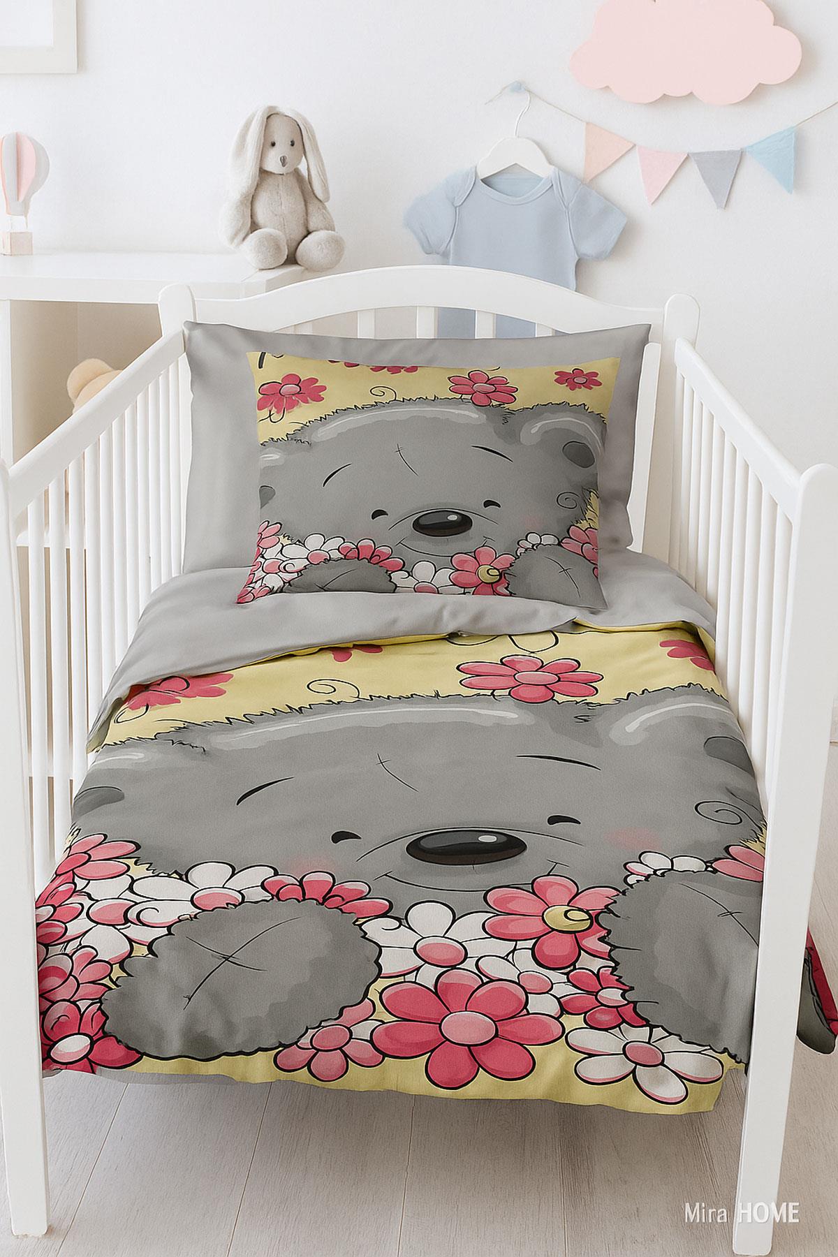 Yenidoğan Kız Bebek Nevresim Takımı 3D Pamuklu Flower