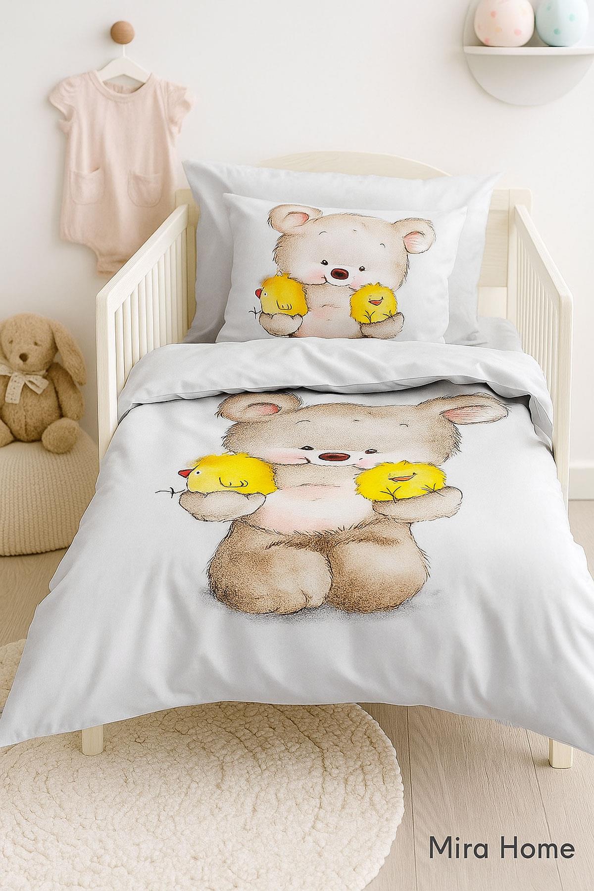 Yenidoğan Kız / Erkek Unisex Bebek Nevresim Takımı 3D Pamuklu Civciv