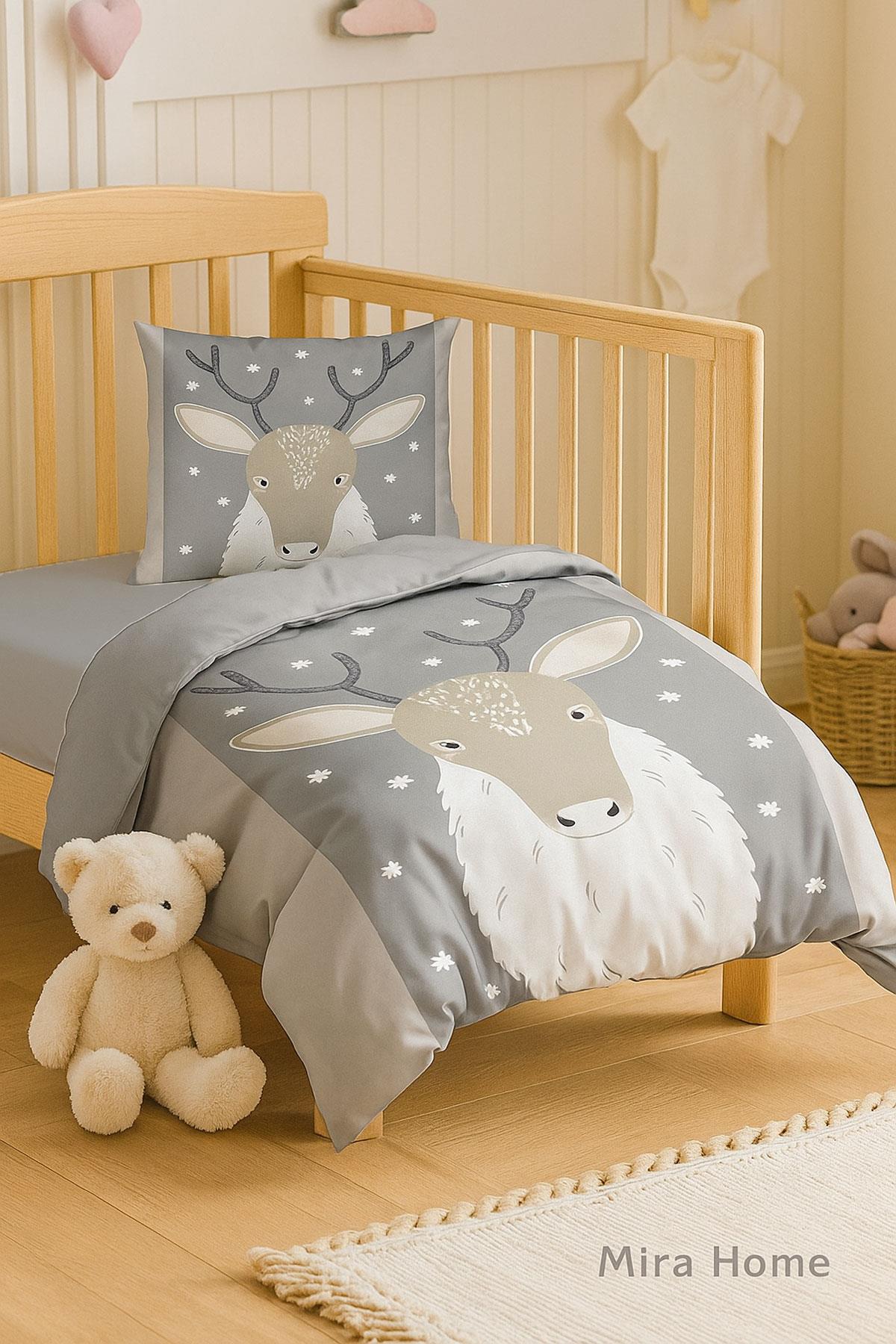 Yenidoğan Kız / Erkek Unisex Bebek Nevresim Takımı 3D Pamuklu Geyik