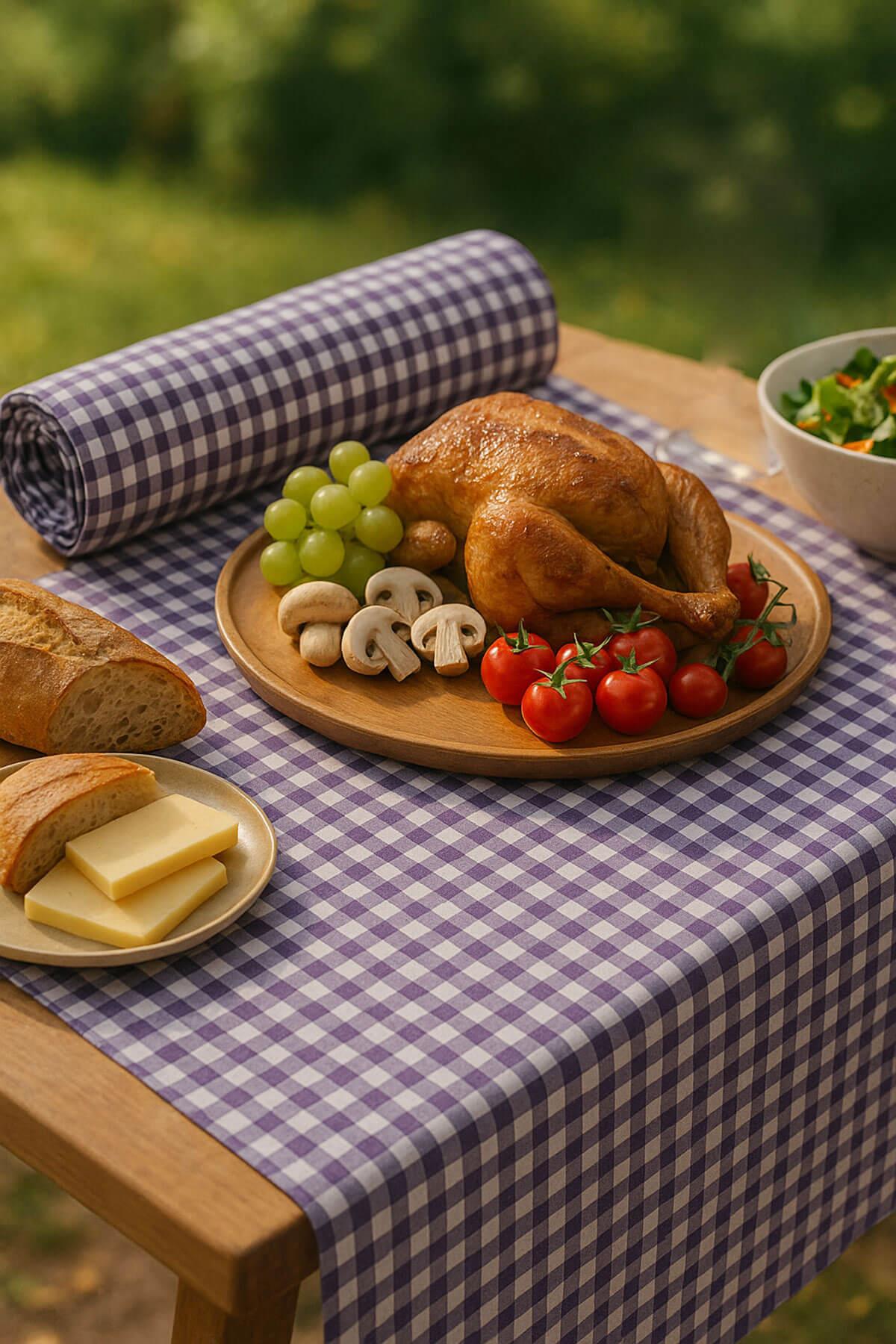 Zefira 170x170 cm Balkon, Piknik, Mutfak Masa Örtüsü & Yer Sofra Bezi