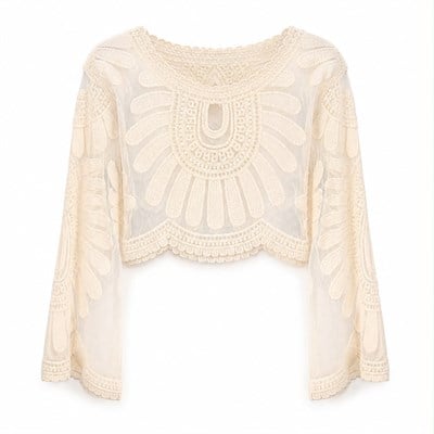 EMBROIDERED SHEER CROP TOP