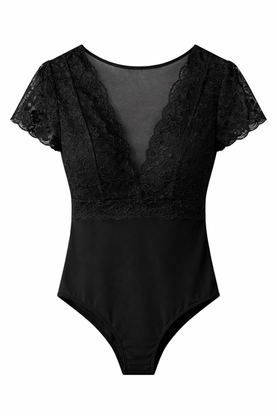 SİYAH DANTEL DETAYLI BODYSUIT