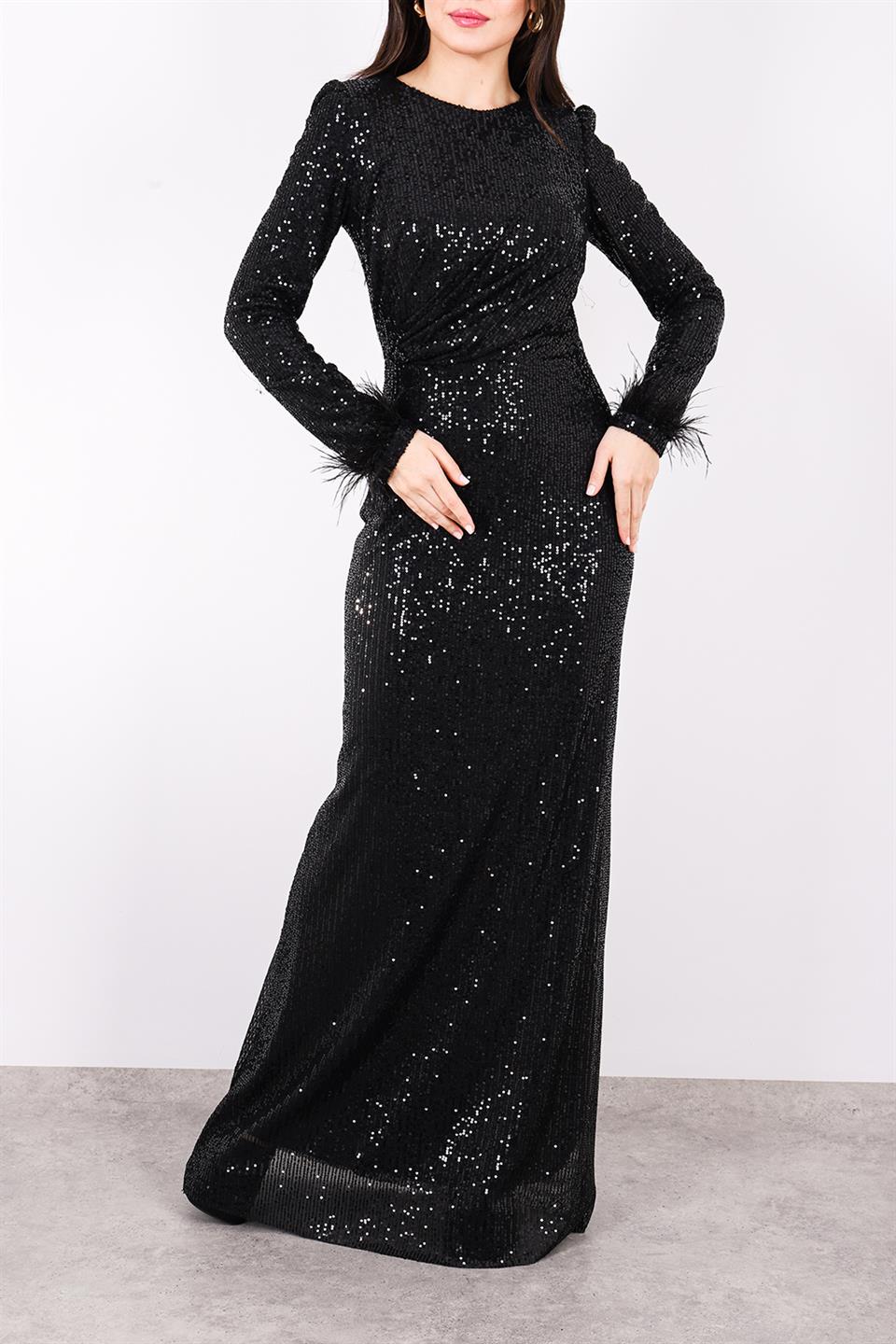 Zara Payet Drape Ve Otriş Detay Abiye Elbise 5020