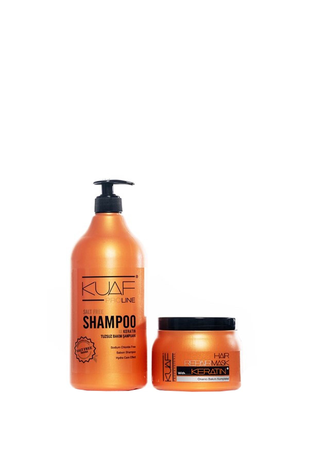 Kuaf Tuzsuz Şampuan 1000 ML + Keratin Saç Maskesi 500 ML