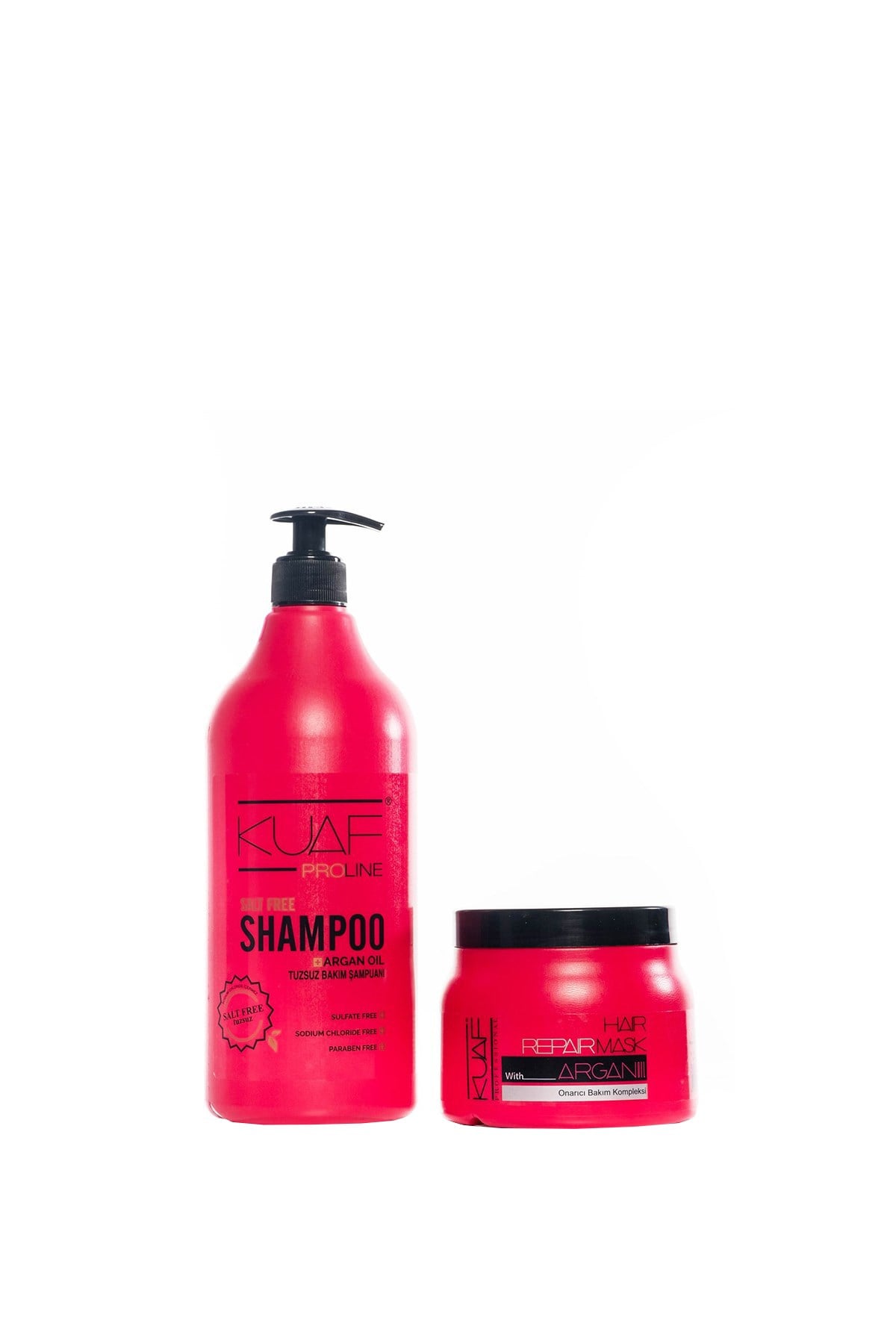 Kuaf Tuzsuz Şampuan Argan Yağlı 500 ML + Argan Saç Bakım Maskesi 500 ML
