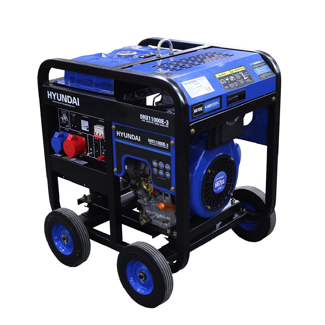 Hyundai DHX11000E-3 Marşlı Dizel Trifaze Jeneratör 8.75 kVA