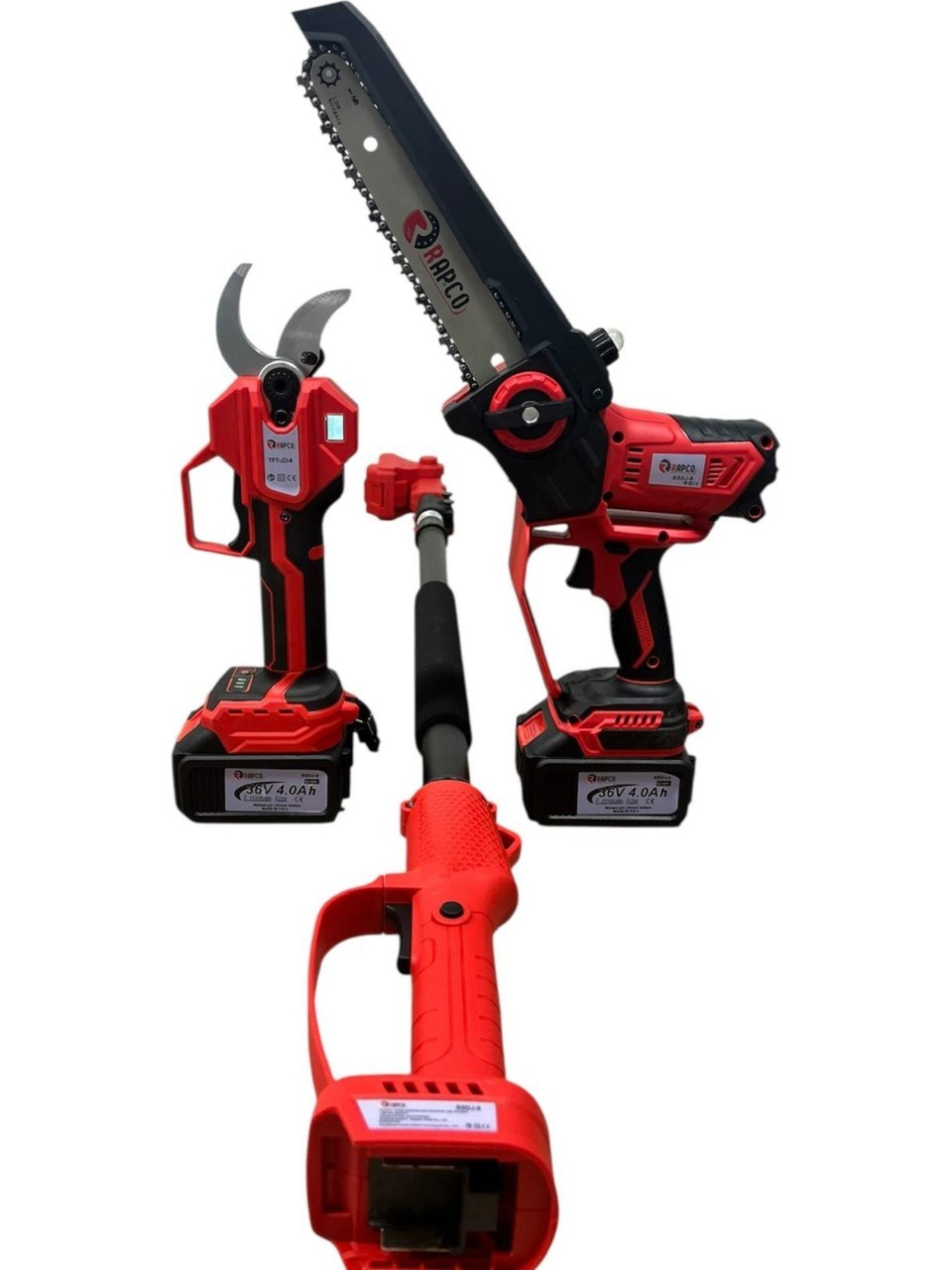 Rapco Teleskopik Saplı Akülü Budama Seti 40 mm Makas 8'' Testere 36V 4.0Ah Çift Akülü