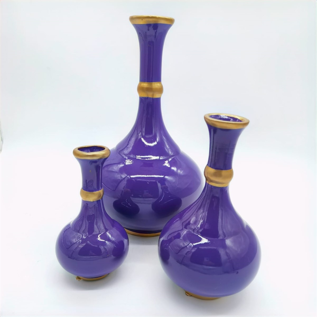 CREARTHOME 3LÜ MOR DEKORATİF VAZO 32X21X18 CM KERMANHOME1