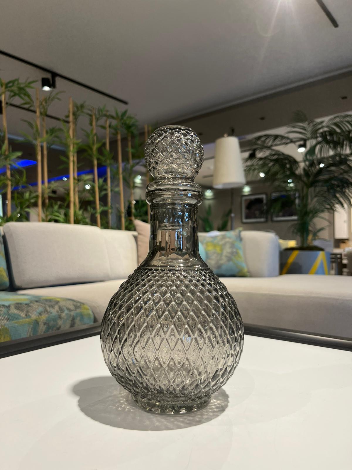 Crearthome Dekoratif Kapaklı Cam Karaf 27x13CM
