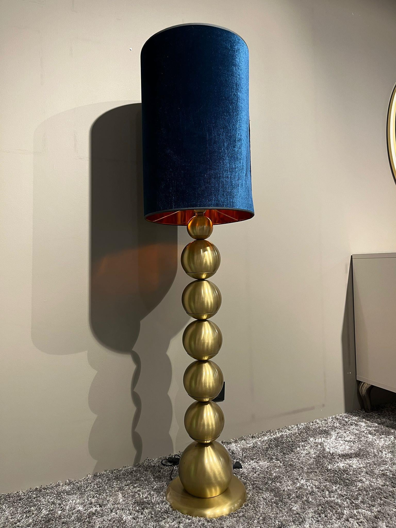 Crearthome Gold Top Ayaklı Mavi Şapkalı Abajur 162x40CM