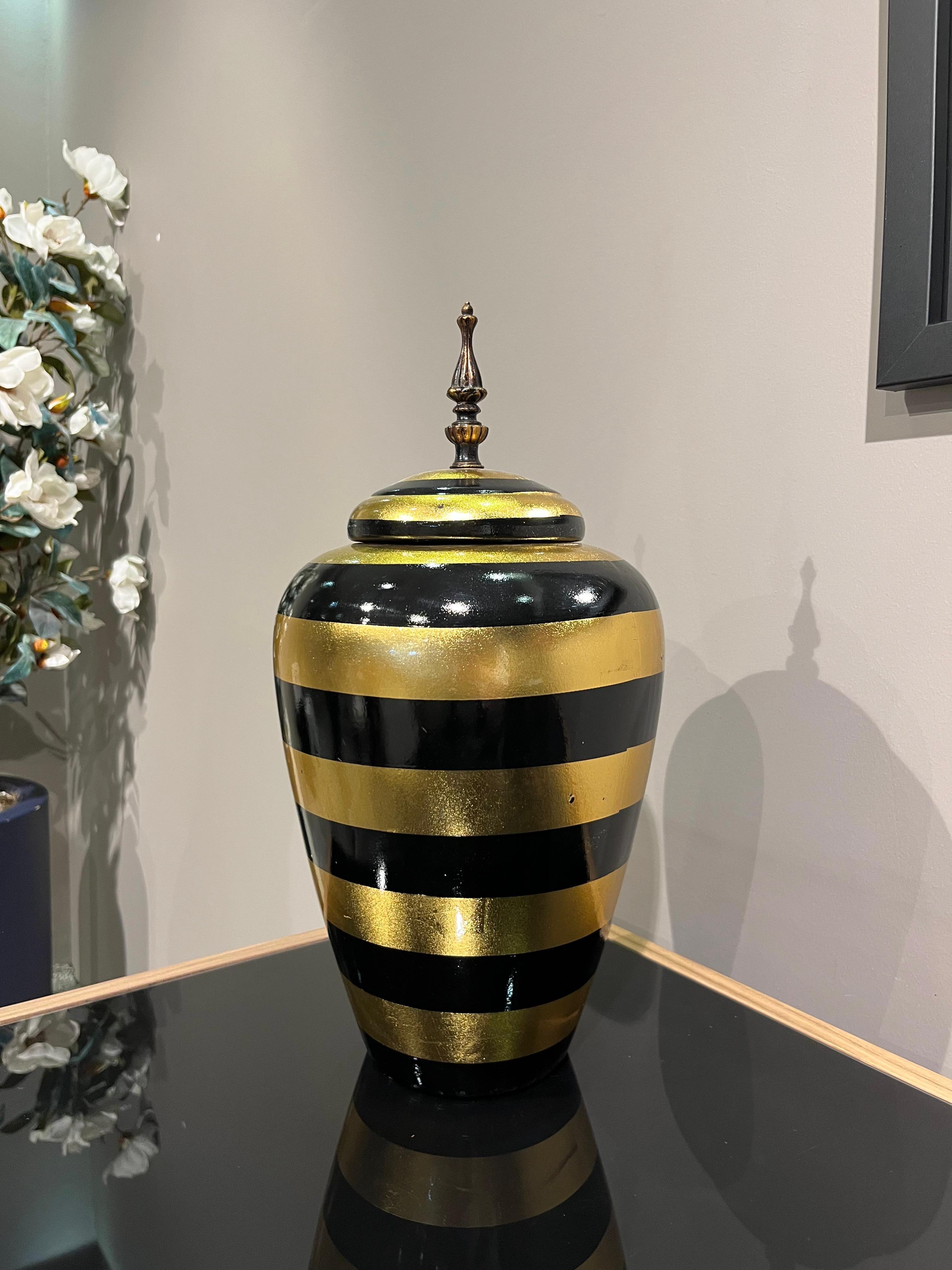 Crearthome Vitale Dory Çizgili Vazo 41x21 Dekoratif Vazo Küp Aksesuar