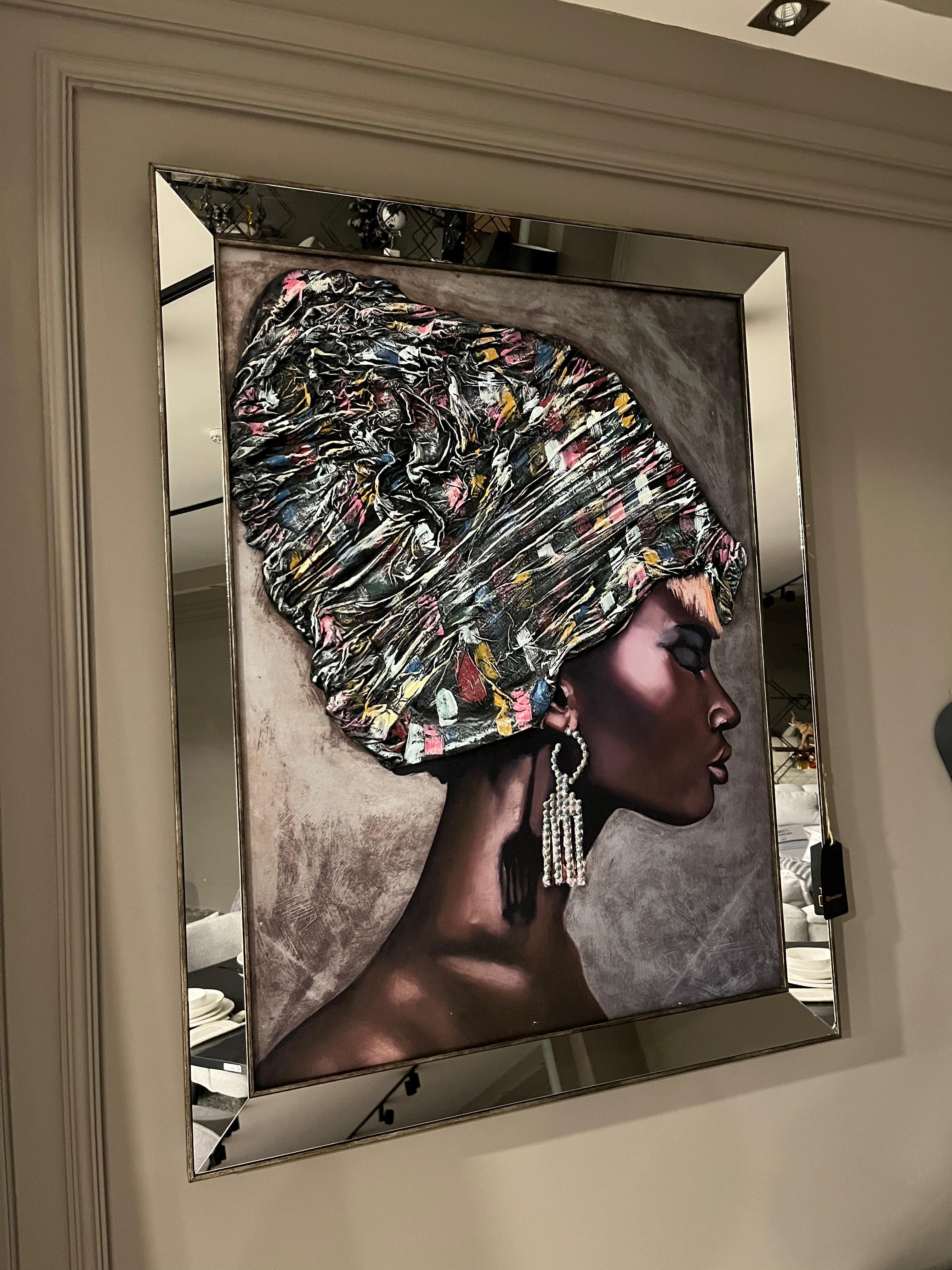 Crearthome Zenci Ayna Çerçeveli Tablo 113x88 Cm 