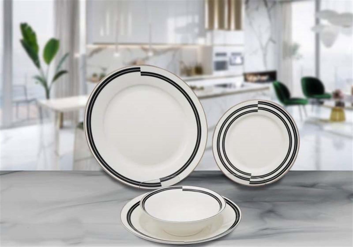 EVD SİYAH DÖNGÜ 24 PARÇA YEMEK TAKIMI AK.IH0017