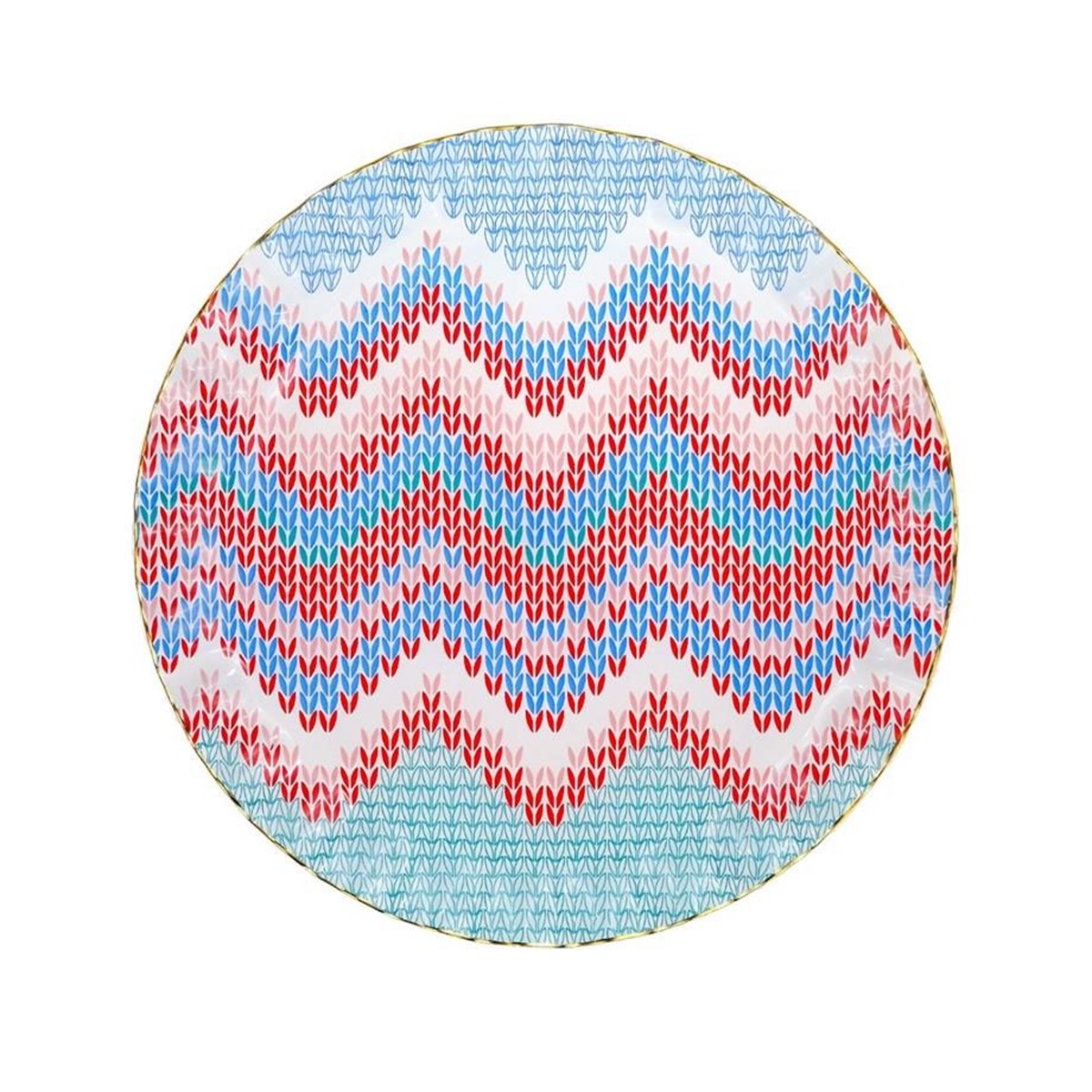 Glore Örgü Altın Yaldızlı 6 Kişilik Cam Servis Tabağı Takımı 28092