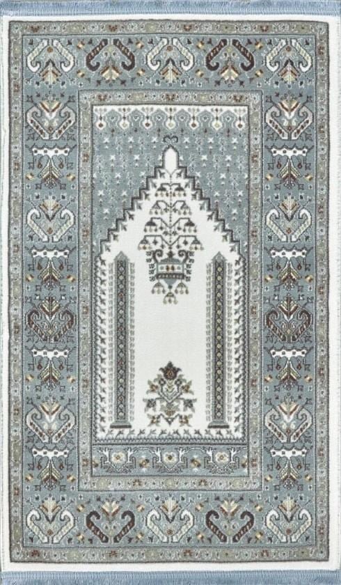 Gümüşsuyu Doqu 18359 Gri Antitoz Seccade Mavi - 80X130