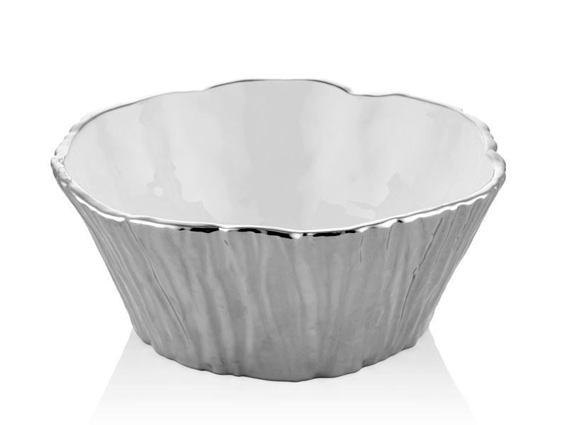 Lamedore Unformed Beyaz Silver Küçük Kase 20x20x10 cm 1BXS-107B1SWS