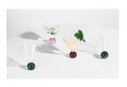 Linanware 4 Adet Set Renkli Küreli Cam Dondurma Sunum ve Tatlı Sunum Kasesi/Bardağı 200 ml DSG-15