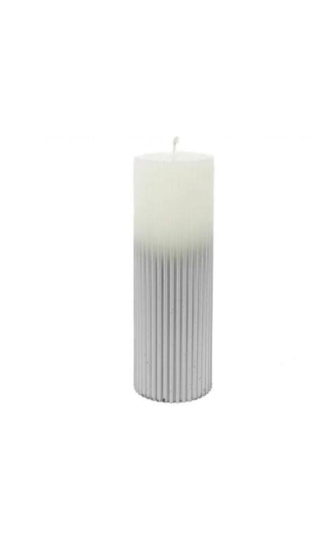 Mikasa Moor Gümüş Beyaz Sütun Mum 15cm P217.371739 
