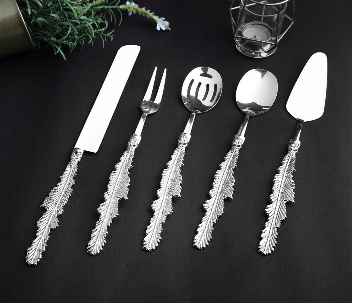 ROY KING Tüy 5 Parça Servis Seti Gümüş EYM 002