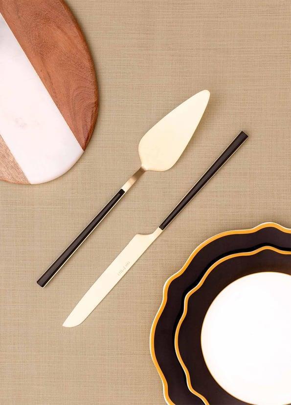 The Mia Bianco Pasta Servis Takımı Gold 2 Parça CKB 0252