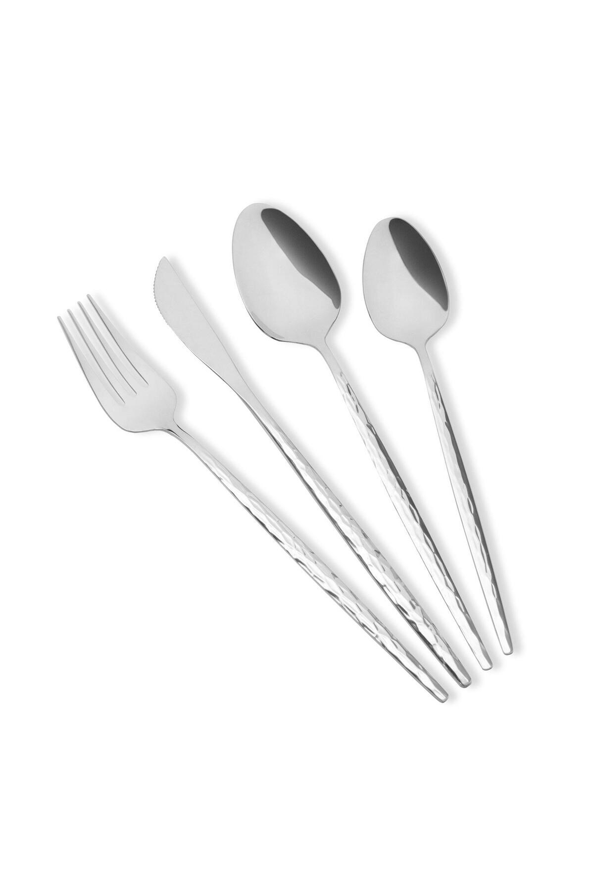 The Mia Shiny Çatal Kaşık Bıçak Takımı Gümüş 24 Parça CKB0262