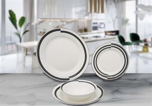 EVD SİYAH DÖNGÜ 24 PARÇA YEMEK TAKIMI AK.IH0017