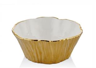 Lamedore Unformed Beyaz Gold Büyük Kase 26x26x11 cm 1BXS-107B1LWG