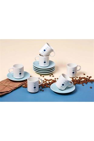 Porland Eclipse Turkuaz 6 Kişilik Kahve Takımı 90cc 04POR035200