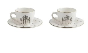 Porland Forest Tabaklı Kahve Fincanı 85cc 2'li 04LFH000459