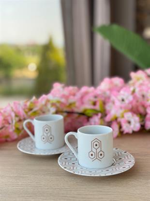 Porland Tamina Desen4 8Parça 4 Kişilik Kahve Fincanı 90cc