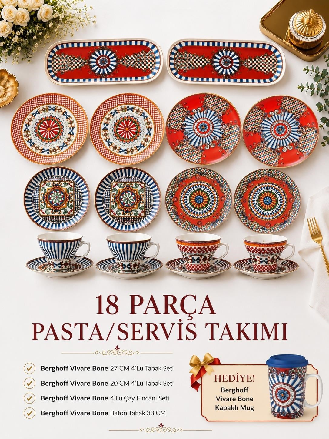 Berghoff Vivare 18 Parça Çay İkram Seti 