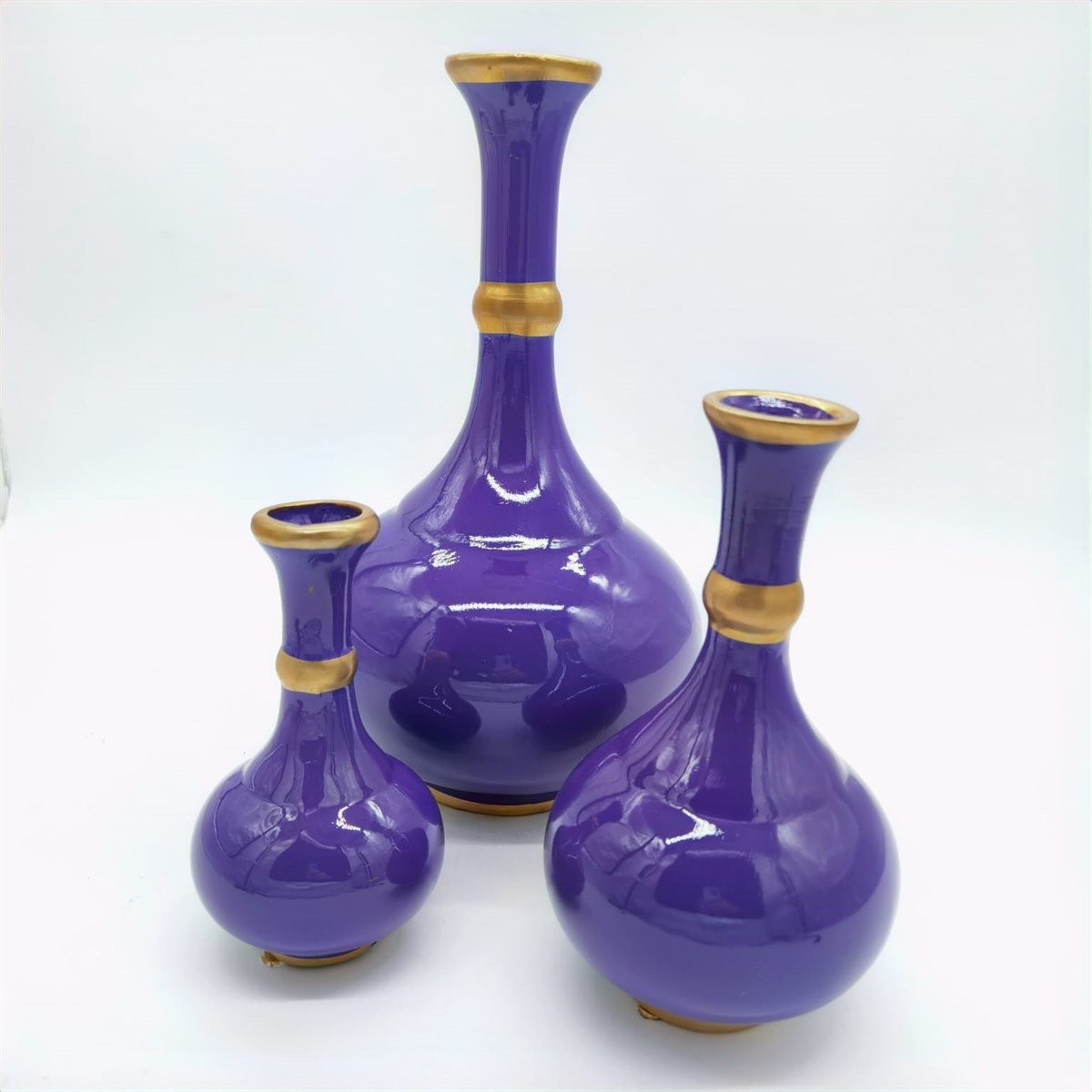 CREARTHOME 3LÜ MOR DEKORATİF VAZO 32X21X18 CM KERMANHOME1