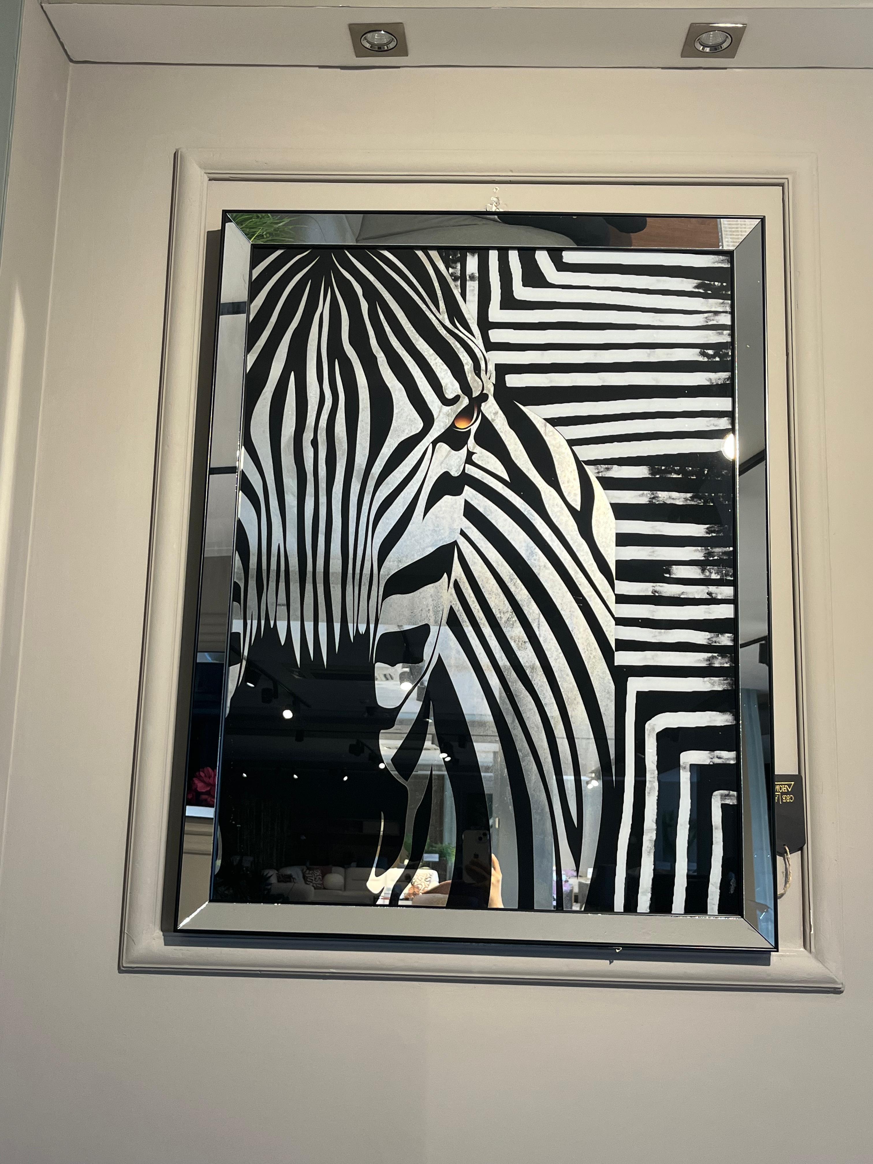 Crearthome Dekoratif Ayna Çerçeveli Zebra Tablo
