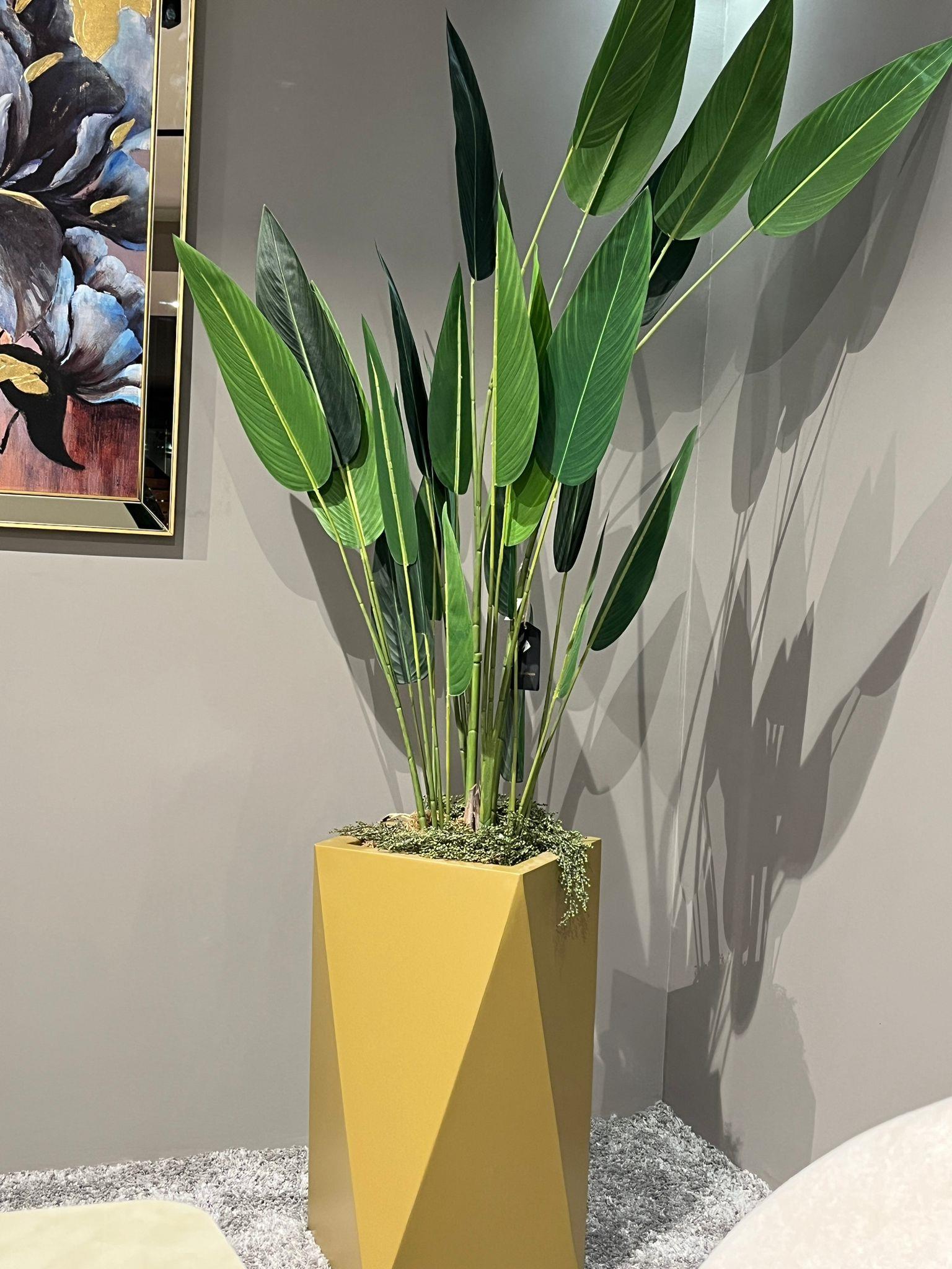 Crearthome Dekoratif Fiber Gold Renk Saksı 70x36CM