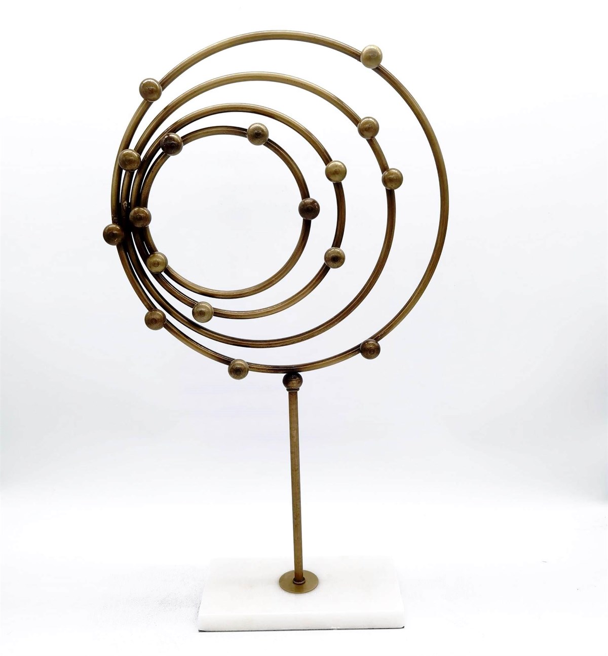 Crearthome Mermerli Eskitme Gold Halka Dekor Küçük 15x26x46 cm