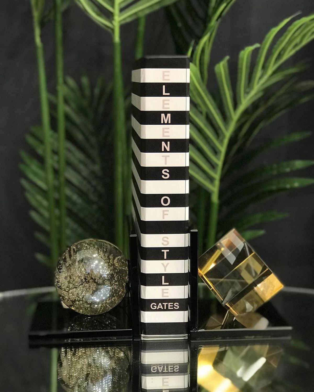 Crearthome Siyah Bal Rengi Küre-Küp Dekoratif 2 li Kitap Tutucu Obje-Biblo 10x11 cm SZR-103-BAL