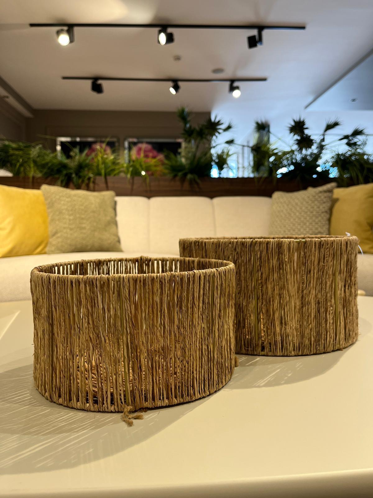 Crearthome Vitale 2'li Dekoratif Hasır Sepet 24-19CM