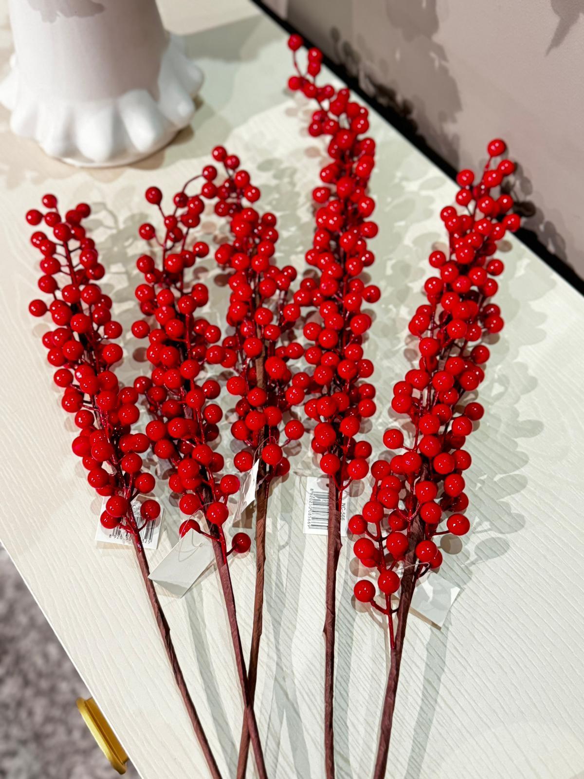Crearthome Yapay Dal Kokina 75 Cm Kırmızı Yılbaşı Dekor ( 4 dal )