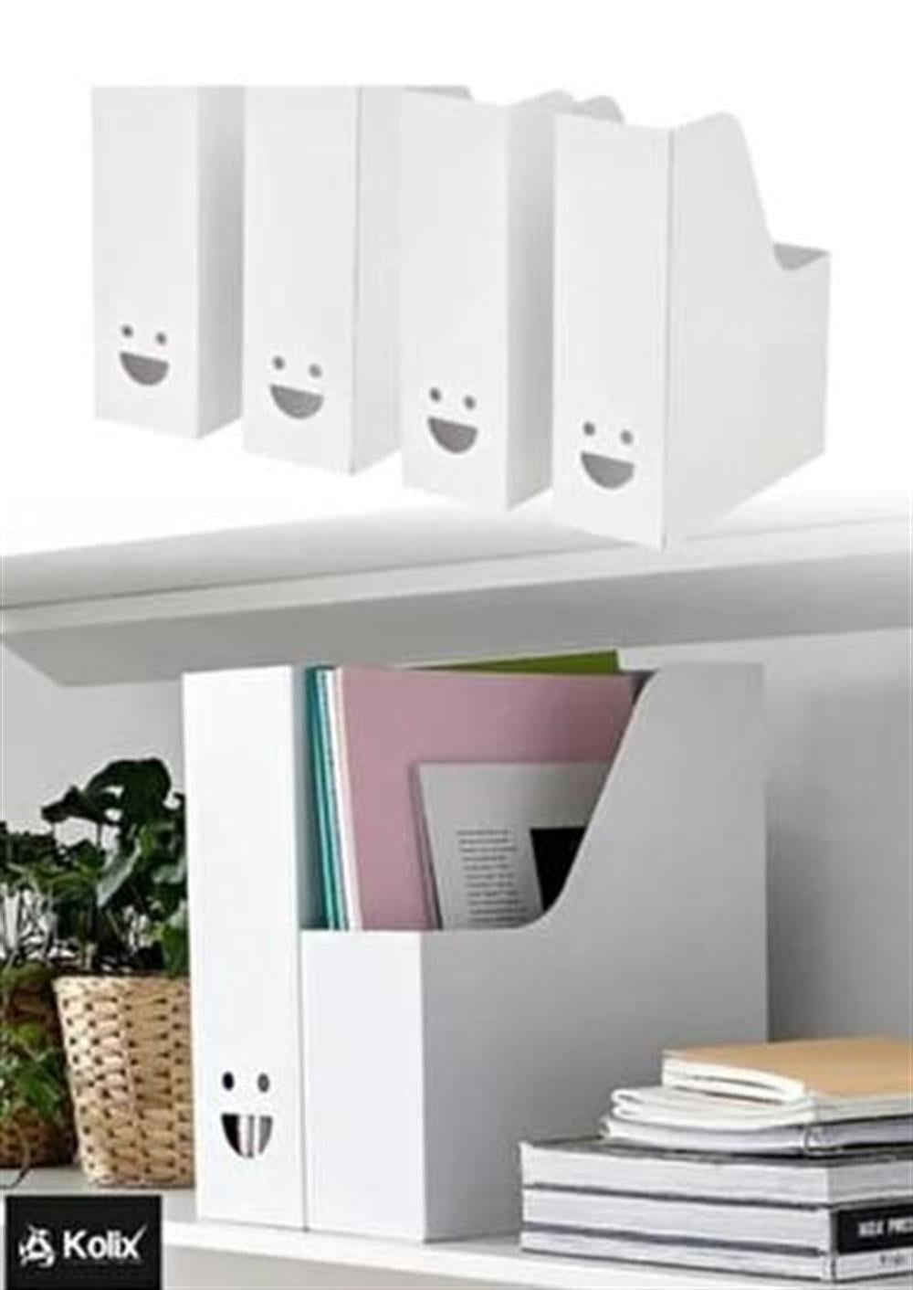 KOLİX Dergi Dosyası Seti Karton Klasör Gülenyüz Beyaz 1 ADET