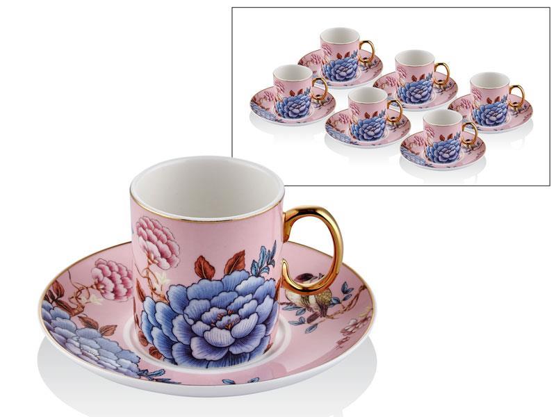 Lamedore Floral Pink 6 lı Kahve Fincan Seti 1LIN-CC064