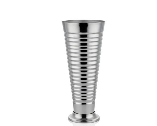 Lamedore Stripes Long Gümüş Küçük Dekoratif Vazo 21x21x49 cm 1RSH-446S