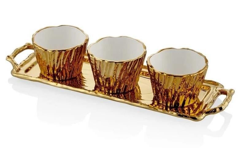 Lamedore Unformed Gold Tepsili Çerezlik Seti 43x13,5x9 Cm 1BXS-107AG