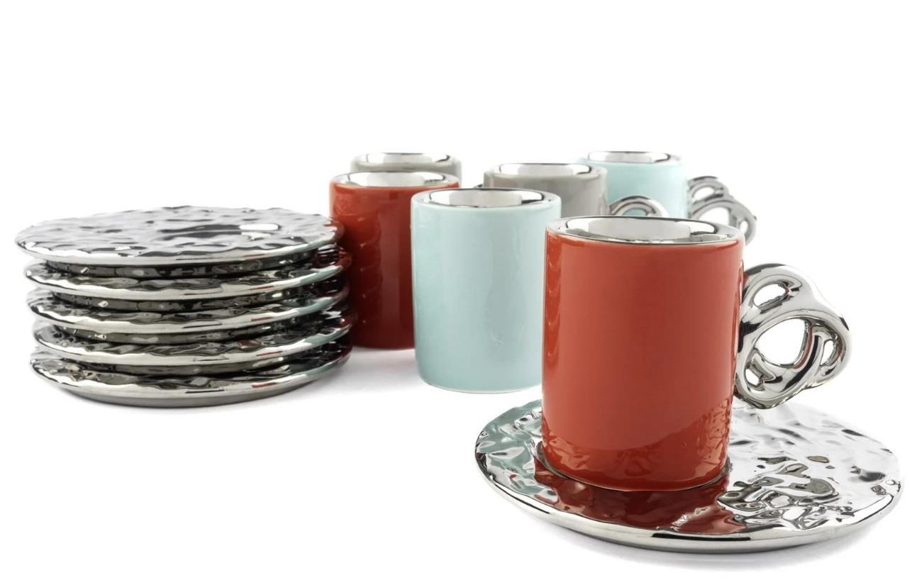 Mikasa Moor Lalin Silver 3 Renkli Asorti Silver 6lı Kahve Fincanı Seti 90cc P353.371289