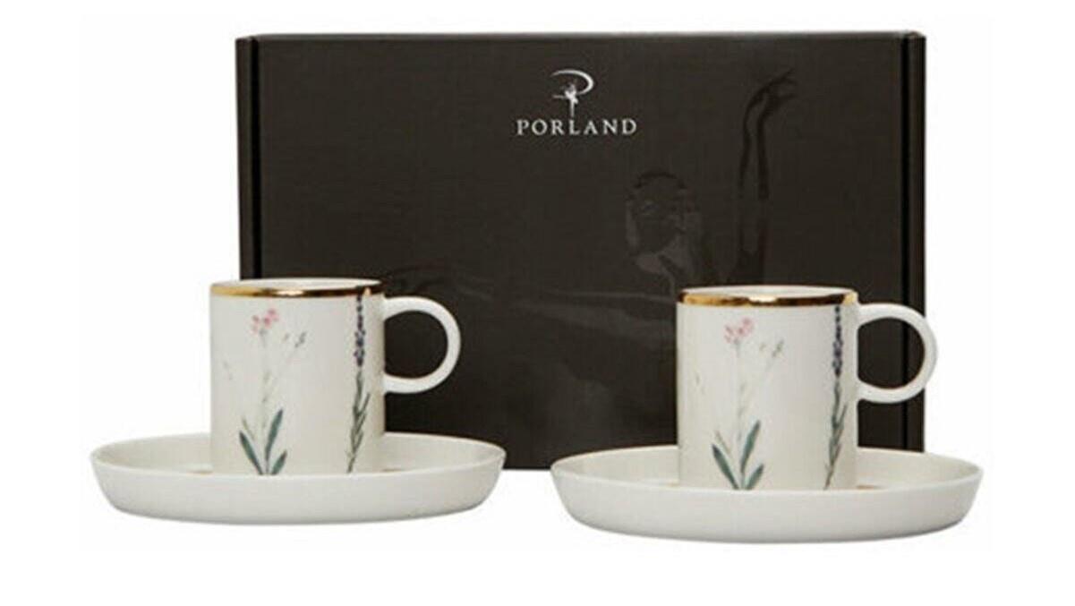 Porland Botanical Beyaz Kahve Takımı 12 Parça